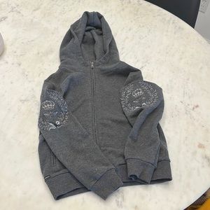 Dolce & Gabbana Gray Full-Zip Hoodie with Circular Sleeve Designs pre -owned